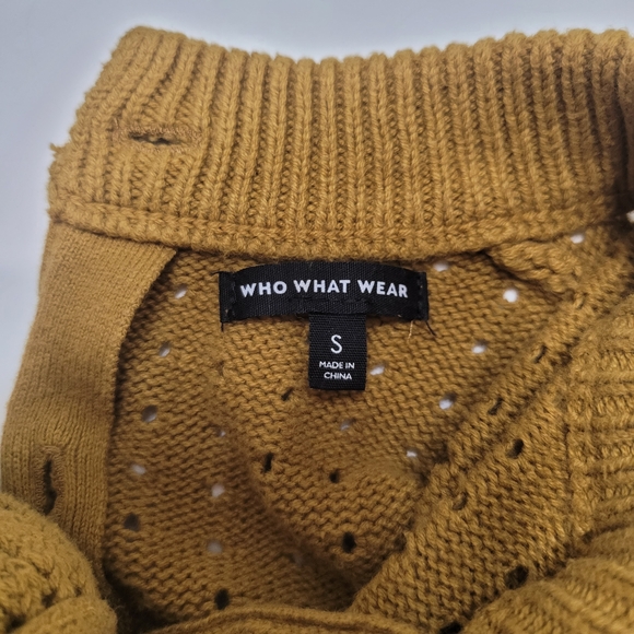 Who What Wear Mustard Ruffle Sleeve Blouse Size S 60% Cotton 40%Acrylic - Picture 7 of 8